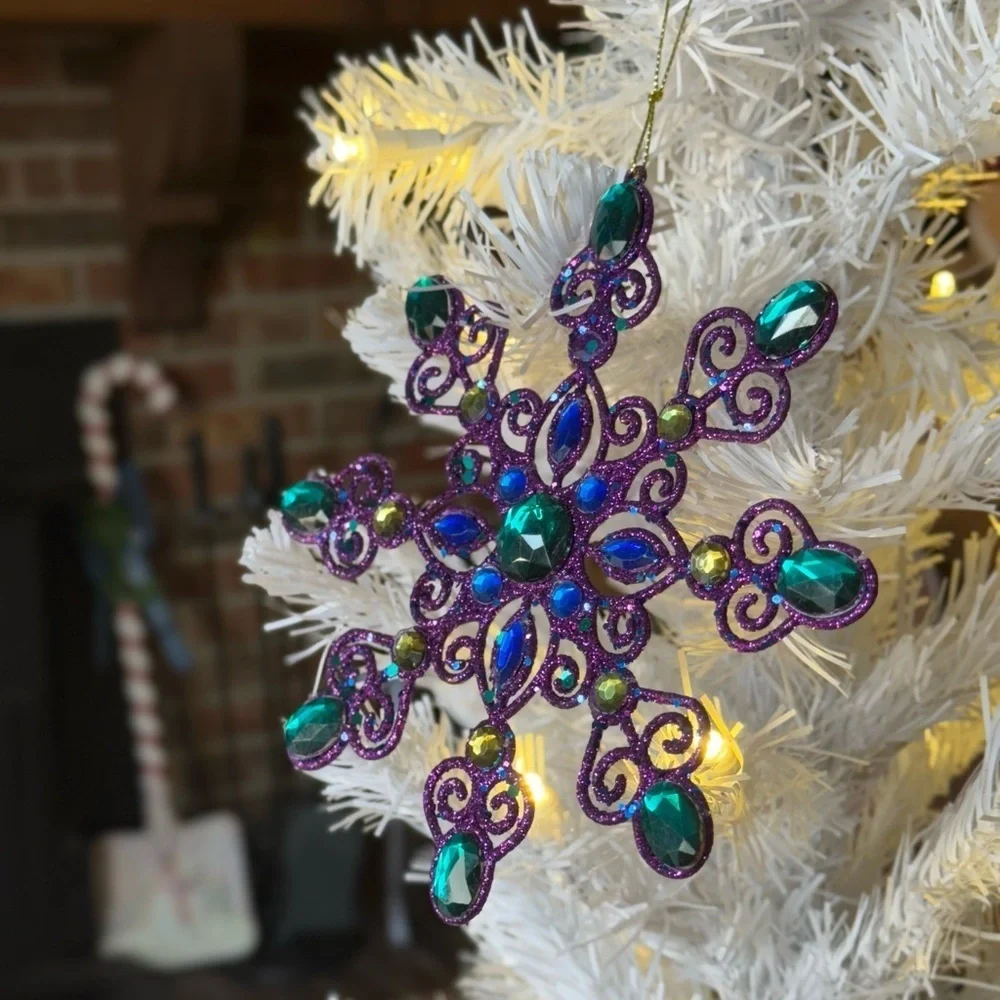 XL Vintage 90’s Purple and Green Snowflake Ornament